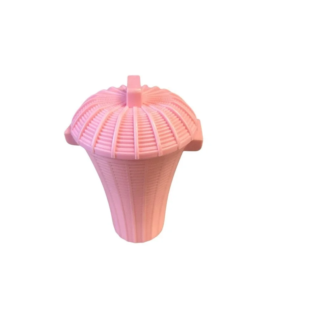 Fisher-Price Dollhouse Accessory Pink Basket Laundry Basket and Lid‎